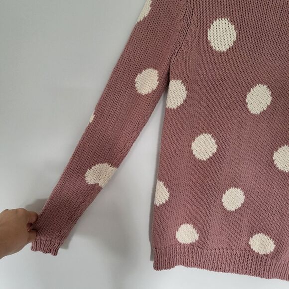 Garnet Hill Polka Dot Sweater Top Pink Size Small - Picture 6 of 11